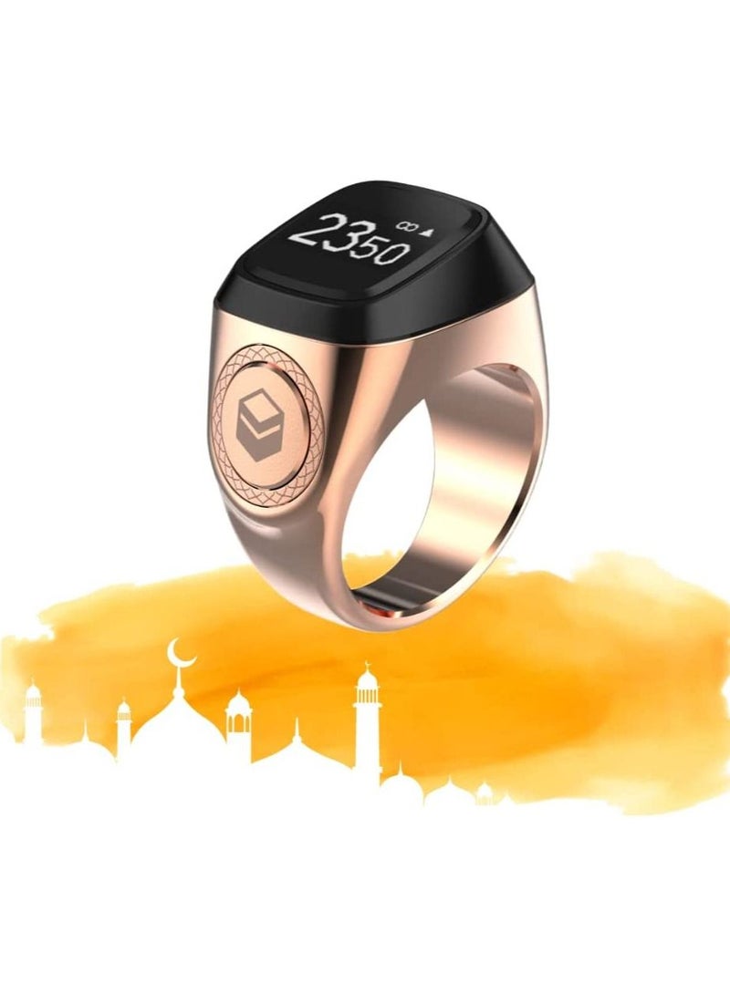 iQIBLA Smart Tasbih Zikr Ring New 2022 Aluminum alloy only 11.7g 20 MM   ROSE GOLD  With Charging Box - Image 1