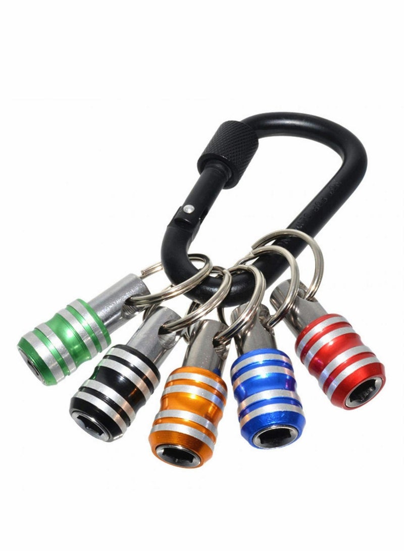 Y&D 5 Pcs 1/4 Socket Keychain Post, Extension Rod Drill Bit Screw Adapter with Keychain, Anti-Slip Hex Shank Quick Release Screwdriver Set  - Image 1