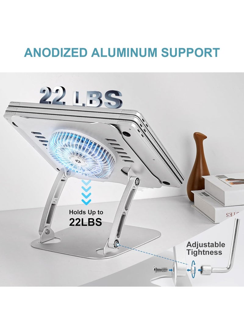 حامل لابتوب بمروحة تبريد ثلاثية السرعات – قاعدة تبريد قابلة لتعديل الارتفاع والطي – حامل مريح للمكتب مناسب لأجهزة 10–15 بوصة - Image 2