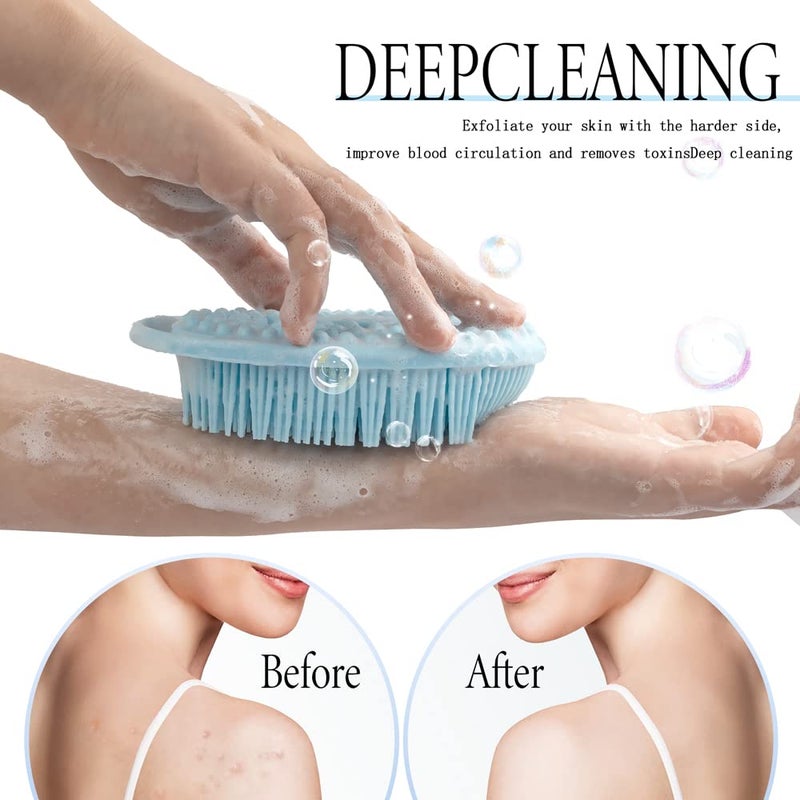 PQRUU 3 Pack Silicone Body Scrubber, Exfoliating Soft Loofah, Scrubber Fit for Sensitive and All Kinds of Skin, Clean Sanitary, Rapid Foaming Black+blue+pink - Image 5