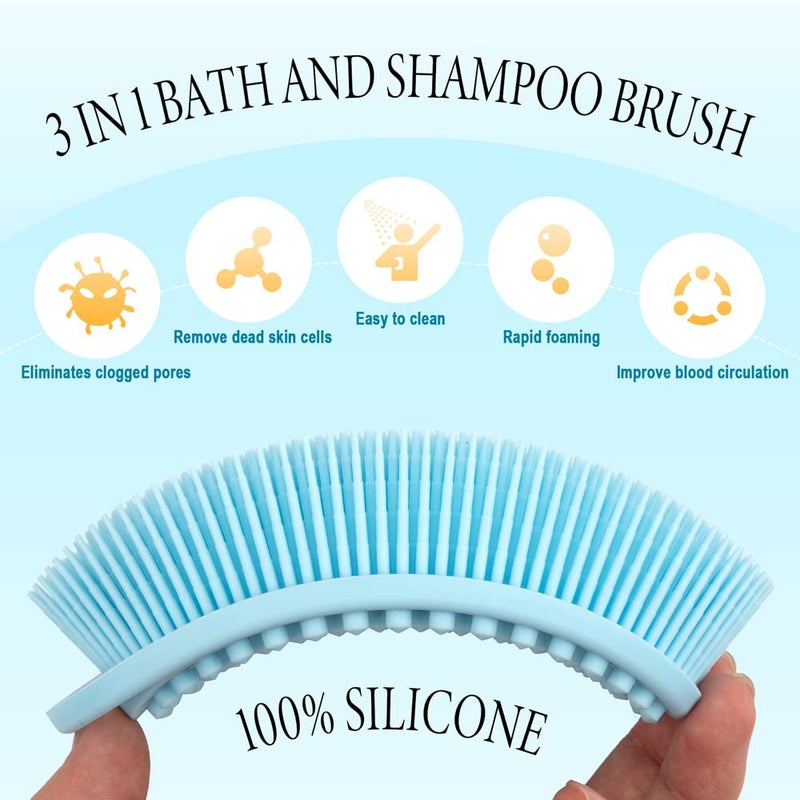PQRUU 3 Pack Silicone Body Scrubber, Exfoliating Soft Loofah, Scrubber Fit for Sensitive and All Kinds of Skin, Clean Sanitary, Rapid Foaming Black+blue+pink - Image 2
