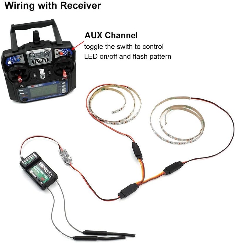 elechawk Remote Controlled LED Light Strip for RC Fixed Wing Airplane Flying Wing Plane AR Wing Drone Model Car Truck - Image 3