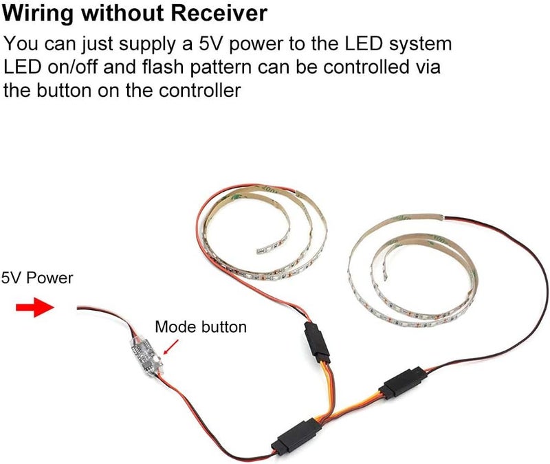 elechawk Remote Controlled LED Light Strip for RC Fixed Wing Airplane Flying Wing Plane AR Wing Drone Model Car Truck - Image 4