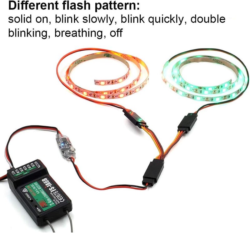 elechawk Remote Controlled LED Light Strip for RC Fixed Wing Airplane Flying Wing Plane AR Wing Drone Model Car Truck - Image 5