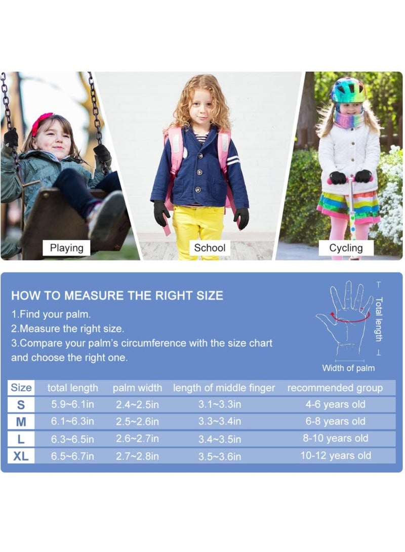 Kids Waterproof Touch Screen Gloves for Winter, Reflective Cycling Mittens for Boys and Girls (Ages 8-10), Perfect for Biking, Running and Skiing - Image 2