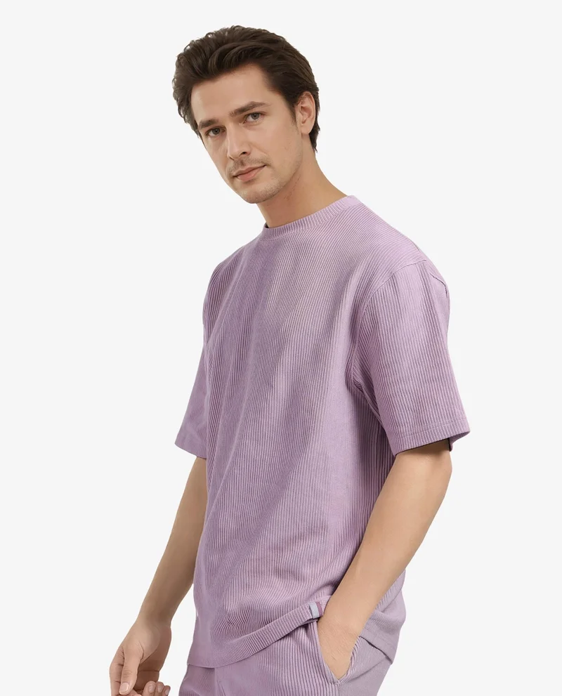 Rare Rabbit Men's Oversized Solid Textured T-Shirt