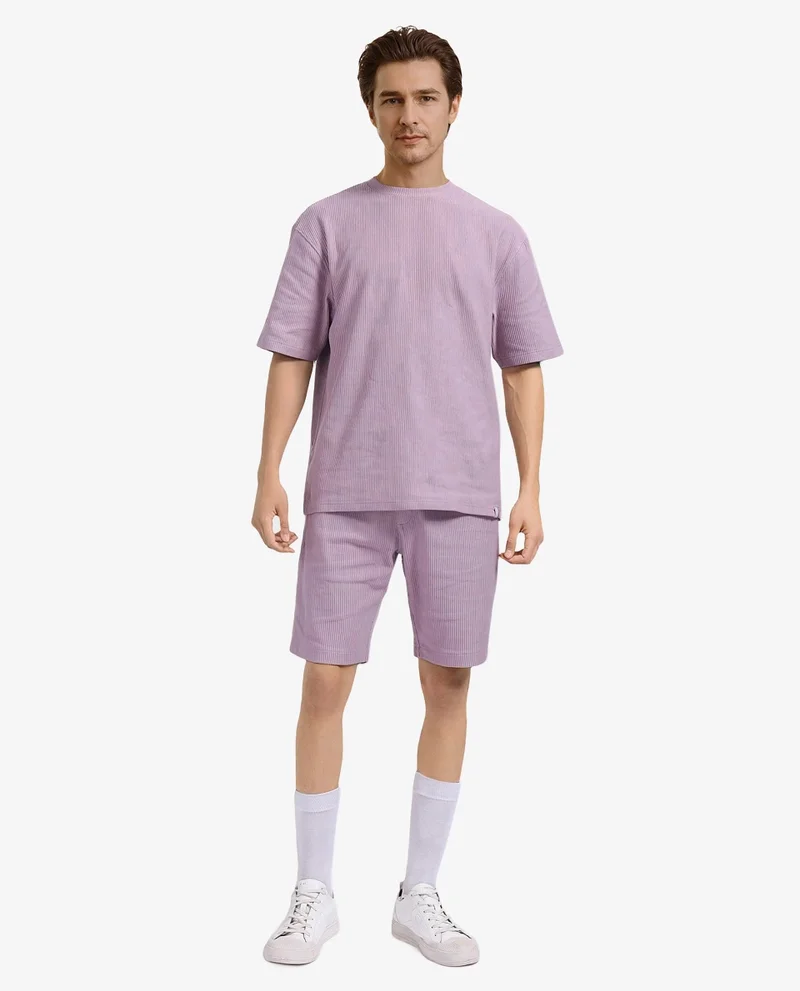 Rare Rabbit Men's Oversized Solid Textured T-Shirt