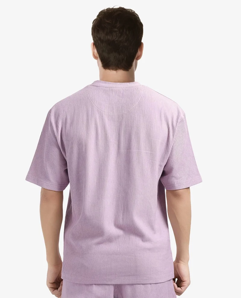 Rare Rabbit Men's Oversized Solid Textured T-Shirt