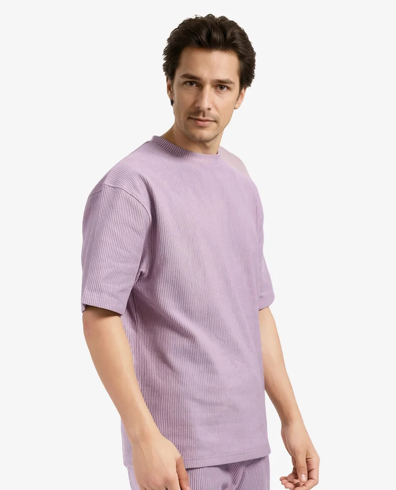 Rare Rabbit Men's Oversized Solid Textured T-Shirt