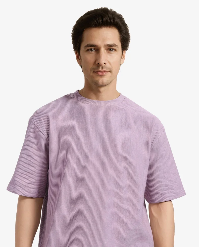 Rare Rabbit Men's Oversized Solid Textured T-Shirt