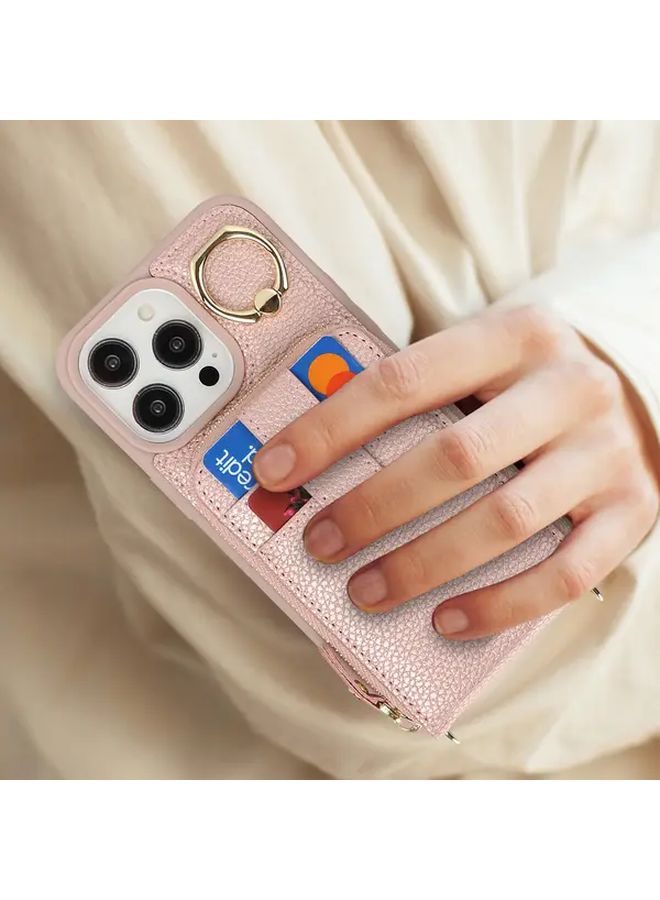 Khaki Diagonal Zipper Wallet Case For iPhone 12 RFID Protective Cover Large Capacity - Image 5