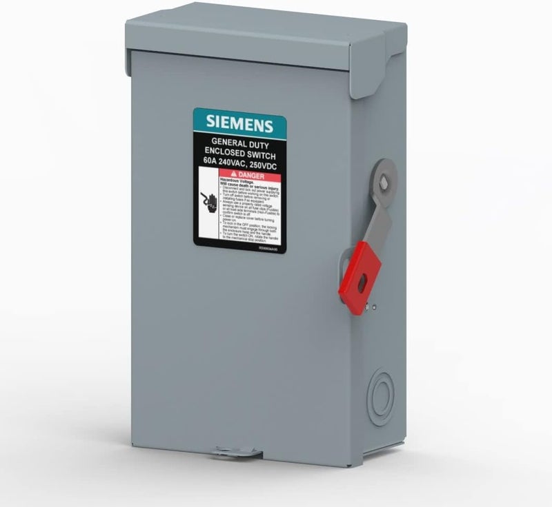 Siemens LNF222RLA 60Amp 2Pole 240V General Duty Plus Series Enclosed Safety Switch with Factory Installed Ground Lug NonFusible Outdoor