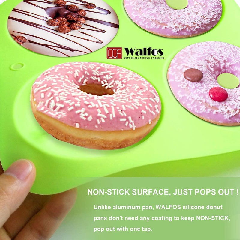 Walfos Full Size Silicone Donut Mold - 4 Inch Big Size Silicone Doughnut Pan Set, Non-Stick, Just Pop Out! Heat Resistant, BPA FREE and Dishwasher Safe, for Donut Cake Biscuit Bagels (3PK) - Image 3