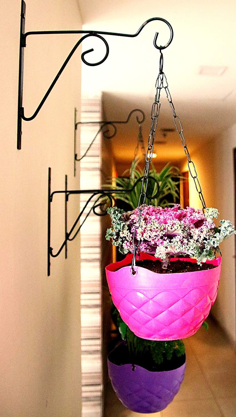 Leafy Tales 4-Pack Metal Hanging Plant Hooks - Decorative Wall Mount Brackets for Hanging Planters & Pots | Durable Rust-Resistant Iron Holders for Balcony, Fence & Garden Wall Decor - Image 4