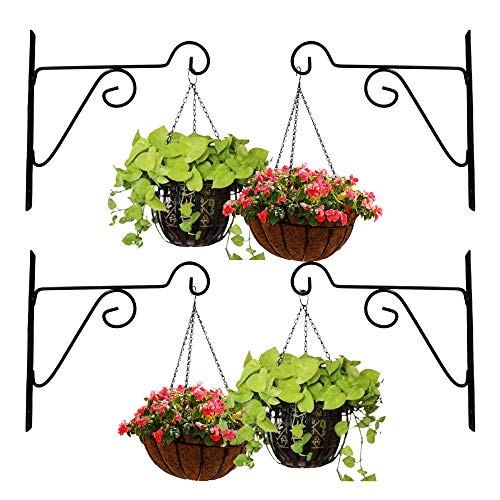 Leafy Tales 4-Pack Metal Hanging Plant Hooks - Decorative Wall Mount Brackets for Hanging Planters & Pots | Durable Rust-Resistant Iron Holders for Balcony, Fence & Garden Wall Decor - Image 1