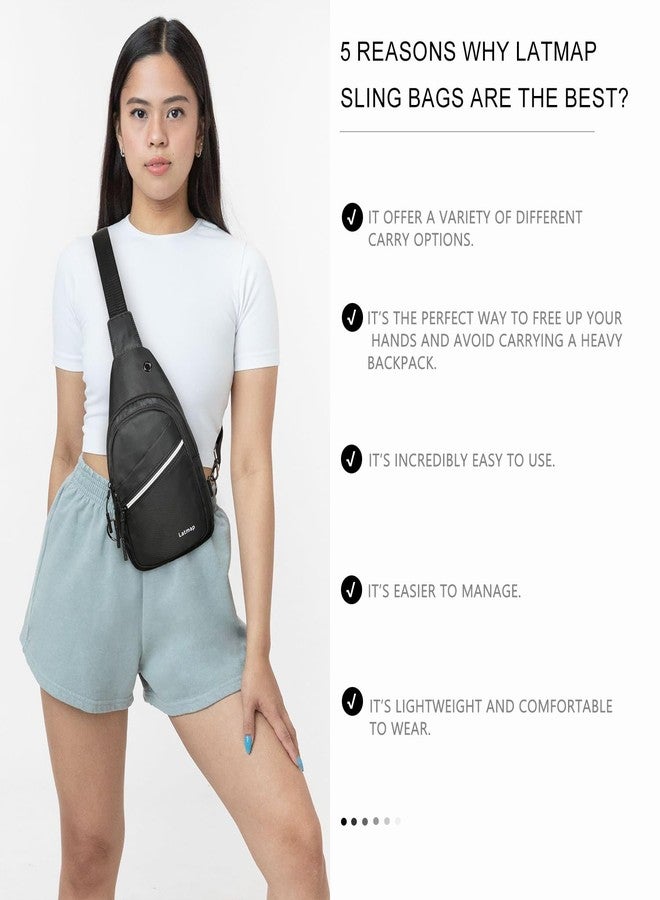 LATMAP Sling Bag for Women Men Crossbody Nylon Small Backpack Chest Fanny Belt Over Shoulder Pack Cruise Travel Essentials Light Pink - Image 2