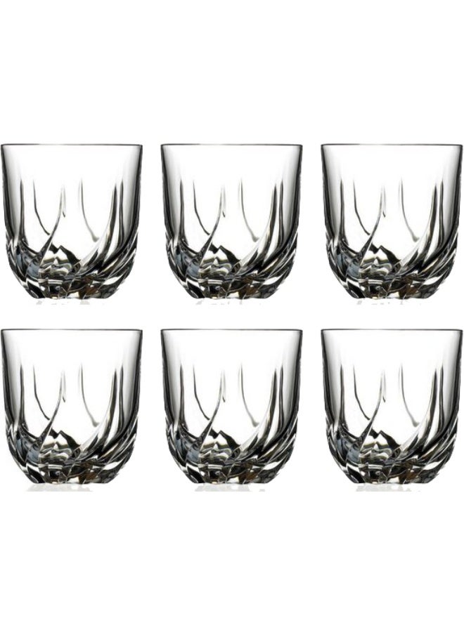 زينيا طقم أكواب زجاجية أنيقة من 6 قطع - 290 مل - تصميم شفاف كريستالي