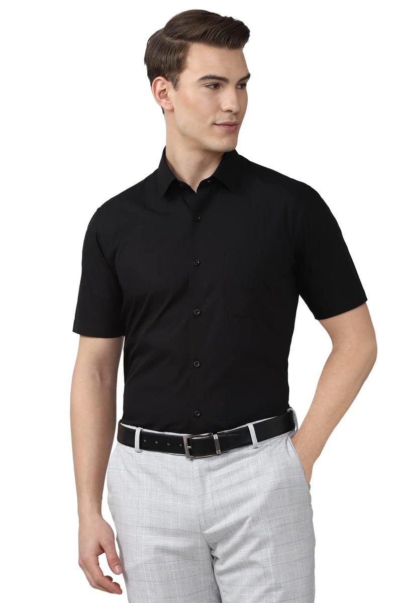 Peter England Men Black Regular Fit Formal Shirts - Image 1