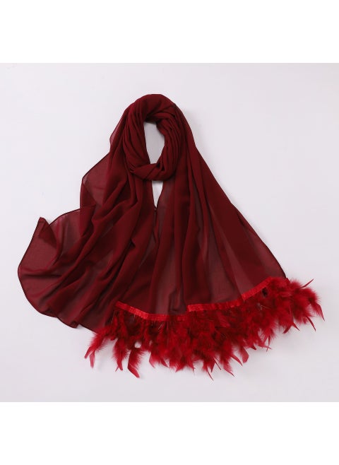 1 x 5 pcs 75D Pearl Chiffon Hijab Scarf Ruby Red