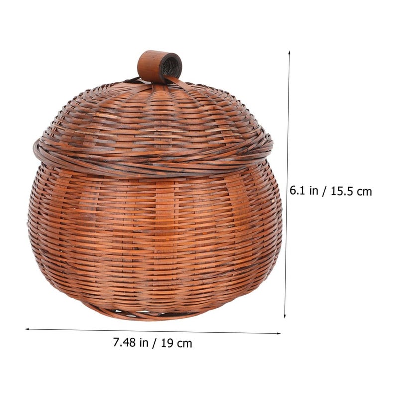 Vintage Pumpkin Shaped Egg Basket With Lid For Kitchen Storage And Desktop Organization - Image 3