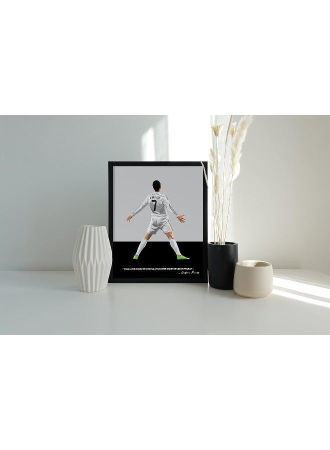QUOTE - UNQUOTE ART Cristiano Ronaldo Frame Real Madrid Poster - Football Poster - 9x11 inches - Black Frame - Image 2