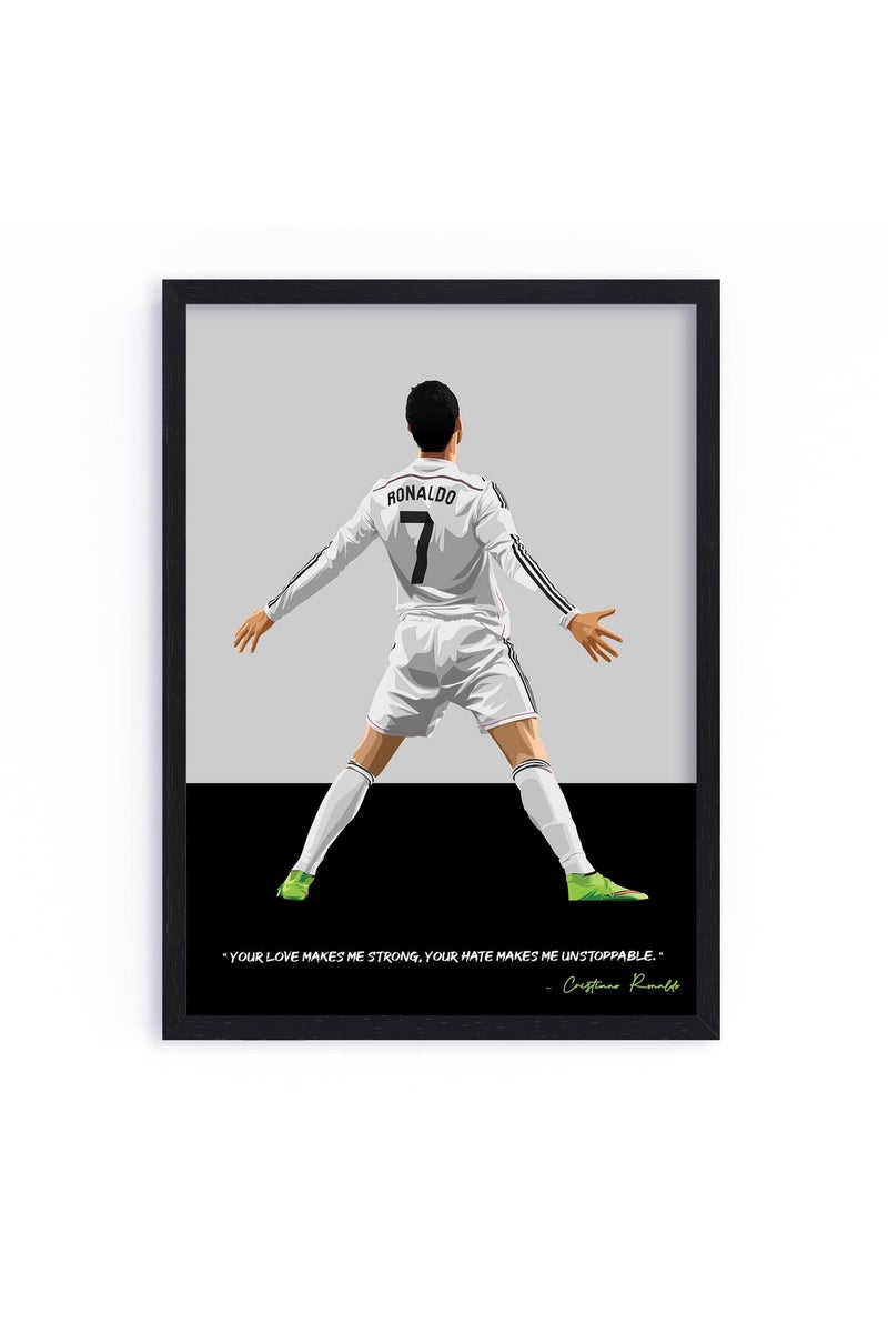 QUOTE - UNQUOTE ART Cristiano Ronaldo Frame Real Madrid Poster - Football Poster - 9x11 inches - Black Frame - Image 1