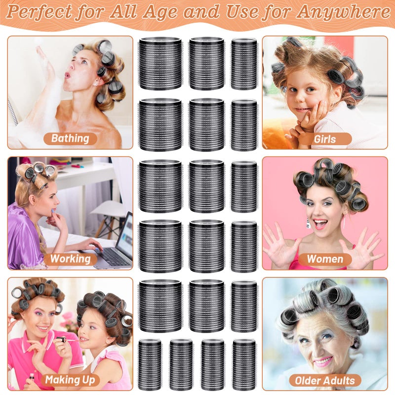 Cludoo Hair Curler Rollers for Women 24PCS Heatless Hair Roller with 12PCS Clips, 4 Sizesï¼ˆJumbo Large Medium Smallï¼‰Self Grip Holding Hair Rollers for Long Medium Short Thick Fine Volume Thin Bangs Hair - Image 4