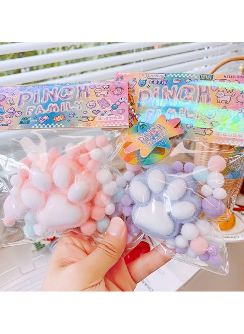 2Pcs Squishy Cat Paw Pinch Family, Squishy Cat Paw Squeeze Toys, Ultra Soft Cute Furry Cat Paw Squishy Toy, Stress Relieving Kawaii, Cute Soft Cat Paw Squeeze (Yellow+Purple)