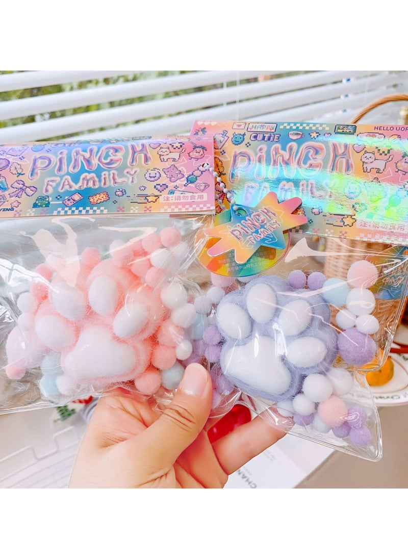 CMGTYYD - 2Pcs Squishy Cat Paw Pinch Family, Squishy Cat Paw Squeeze Toys, Ultra Soft Cute Furry Cat Paw Squishy Toy, Stress Relieving Kawaii, Cute Soft Cat Paw Squeeze (Yellow+Purple) - Image 1