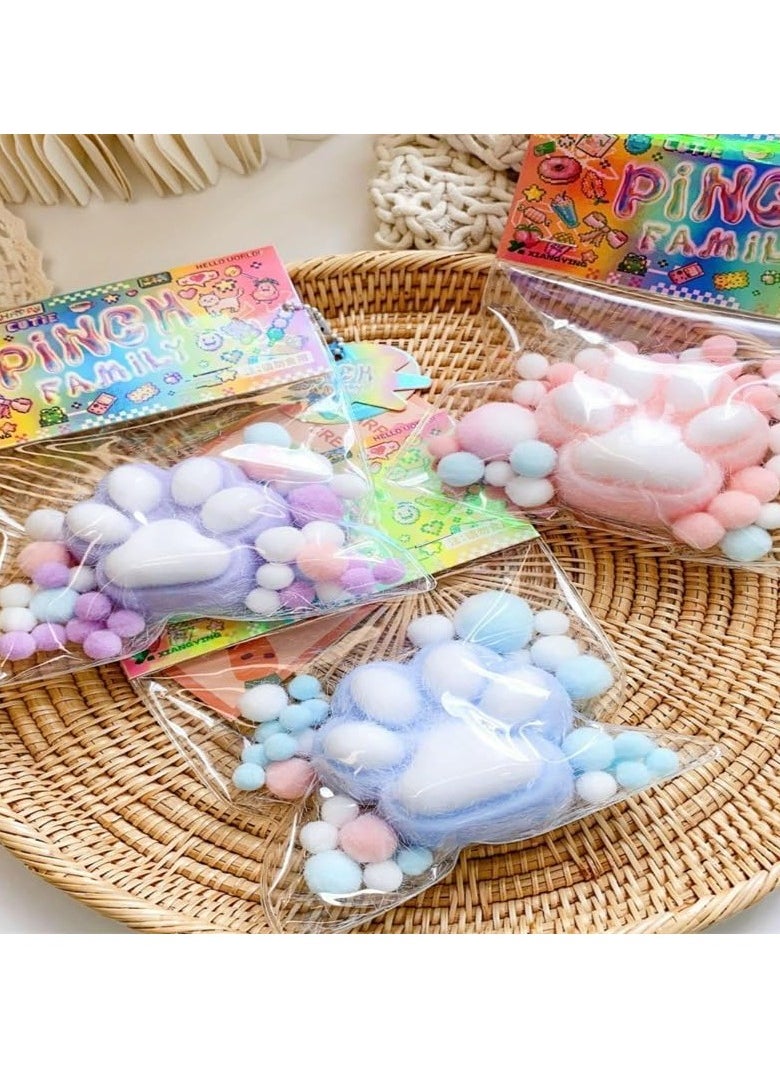 CMGTYYD - 2Pcs Squishy Cat Paw Pinch Family, Squishy Cat Paw Squeeze Toys, Ultra Soft Cute Furry Cat Paw Squishy Toy, Stress Relieving Kawaii, Cute Soft Cat Paw Squeeze (Yellow+Purple) - Image 1