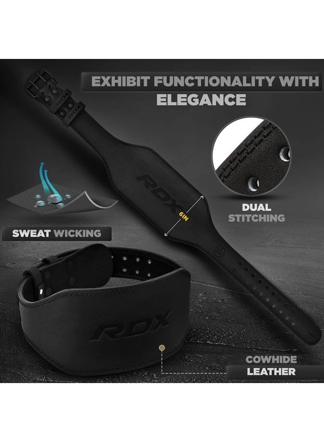 Rdx Weight Lifting Belt Gym Fitness, Cowhide Leather, 4” 6” Padded Lumbar Back Support, 10 Adjustable Holes, Weightlifting Powerlifting Bodybuilding Deadlift Squat Workout Strength Training, Men Women - Image 5