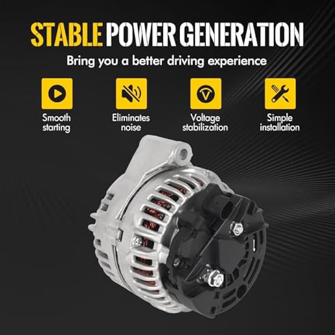 KUSATEC 13884N New Alternator Compatible with 2004-2008 Chrysler Crossfire;2001-2005 Mercedes-Benz C240 C32 AMG C320 CLK320 ML320 ML350 SLK320 SLK32 AMG; 12V 120A CW Replacement OE# 0124515056 - Image 3
