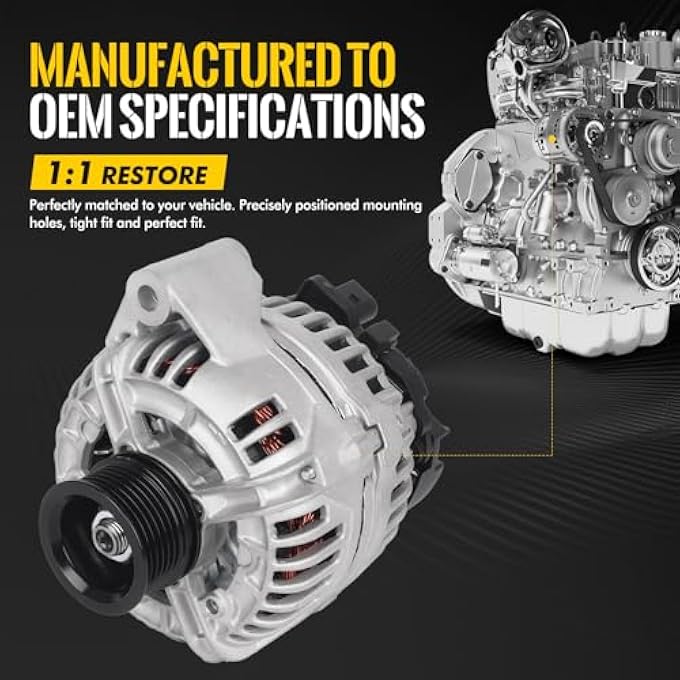 KUSATEC 13884N New Alternator Compatible with 2004-2008 Chrysler Crossfire;2001-2005 Mercedes-Benz C240 C32 AMG C320 CLK320 ML320 ML350 SLK320 SLK32 AMG; 12V 120A CW Replacement OE# 0124515056 - Image 4