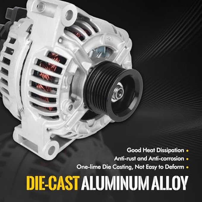 KUSATEC 13884N New Alternator Compatible with 2004-2008 Chrysler Crossfire;2001-2005 Mercedes-Benz C240 C32 AMG C320 CLK320 ML320 ML350 SLK320 SLK32 AMG; 12V 120A CW Replacement OE# 0124515056 - Image 2