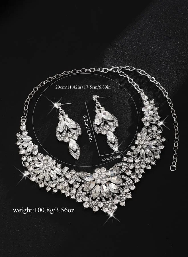Take Two  2-Piece Rhinestone Embellished Necklace and Earrings Jewelry Set for Women | Best Price UAE
