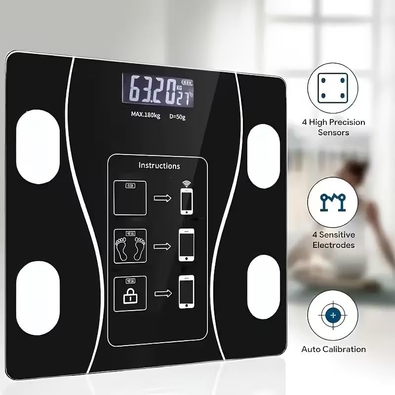 HDView AI Scale for Body Weight and Fat Percentage, Accurate Bathroom Smart Scale with Large Display, High Precision Smart Scale Mobile APP, for Bathroom, Gym, Diet - Image 2