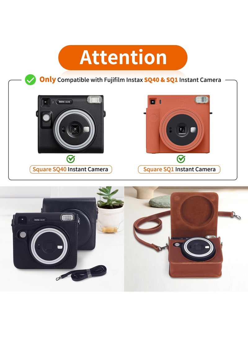 Zikra Premium PU Leather Case for Fujifilm Instax Square SQ40 - Protective Instant Camera Cover with Removable and Adjustable Strap - Brown - Image 2