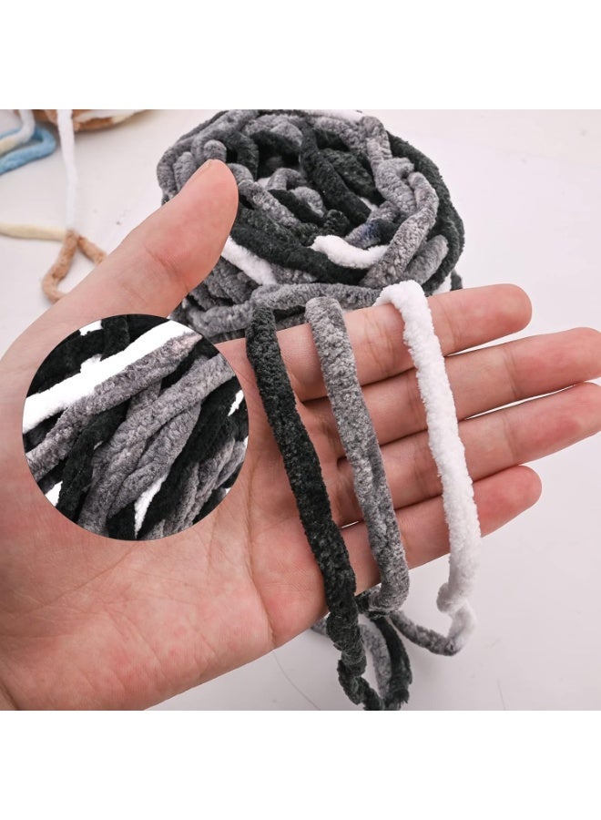 مايل ميلو خيوط صوف للحياكة 160غ × 2 متعدد الألوان، خيوط كروشيه ناعمة مكتنزة للمشاريع اليدوية باللون （​أسود - رمادي - أبيض​​​​） - Image 4