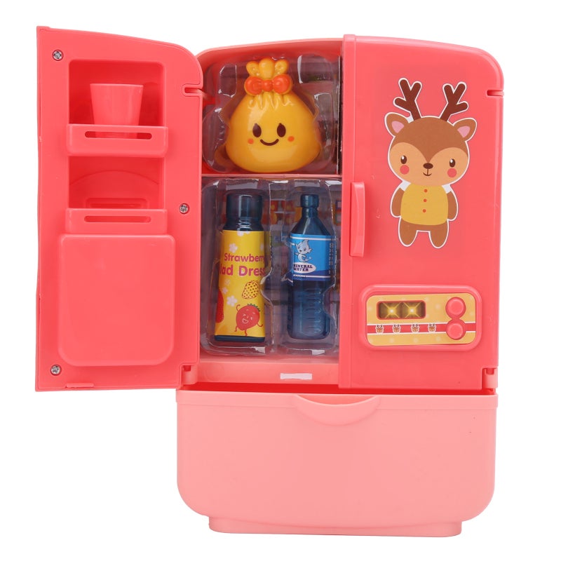 Simulation Refrigerator Toy: Pinkish Double Door Fridge Toy - Safe High-Quality ABS Material Large Capacity Storage Kitchen Toy for Toddlers Pretend Play House - Image 2