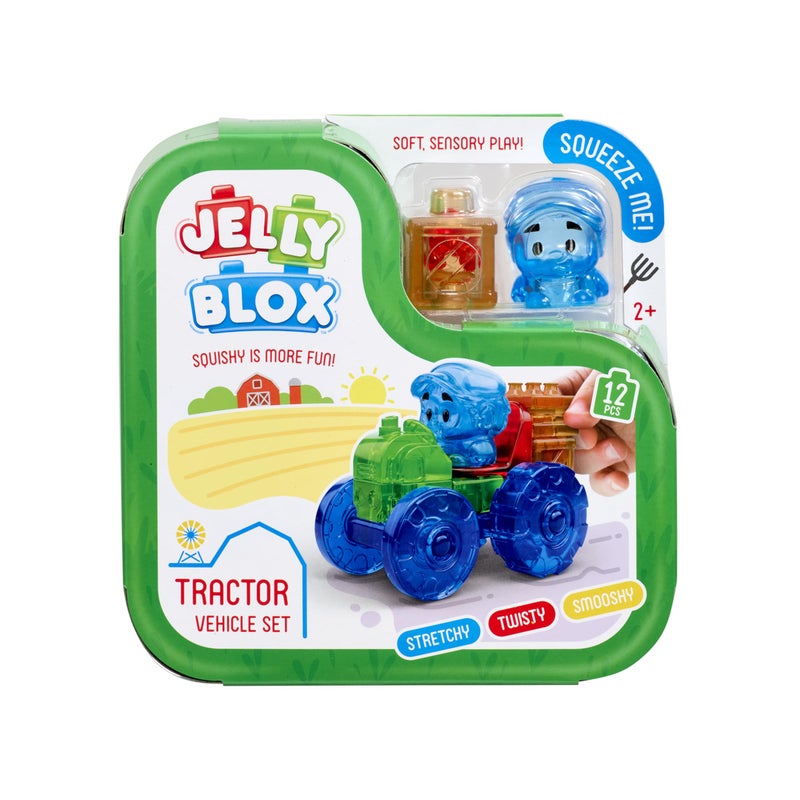 Jelly Blox Tractor Set Includes 12 Pieces Toddler Preschool Building Blocks Kids Can Squeeze Stretch Squish MESH ACCREDITED Safety Tested OuchFree Sensory Play Toy for Ages 2 - Image 2