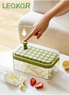 LEOKOR Ice Cube Tray with Lid and Storage Box, One Click Easy Release 64 Small Nugget Ice, 2 Tray Ice Cube Molds with Container and Scoop  - Image 2