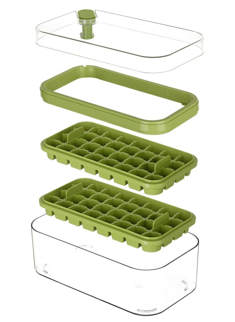 LEOKOR - Ice Cube Tray with Lid and Storage Box, One Click Easy Release 64 Small Nugget Ice, 2 Tray Ice Cube Molds with Container and Scoop - Image 1