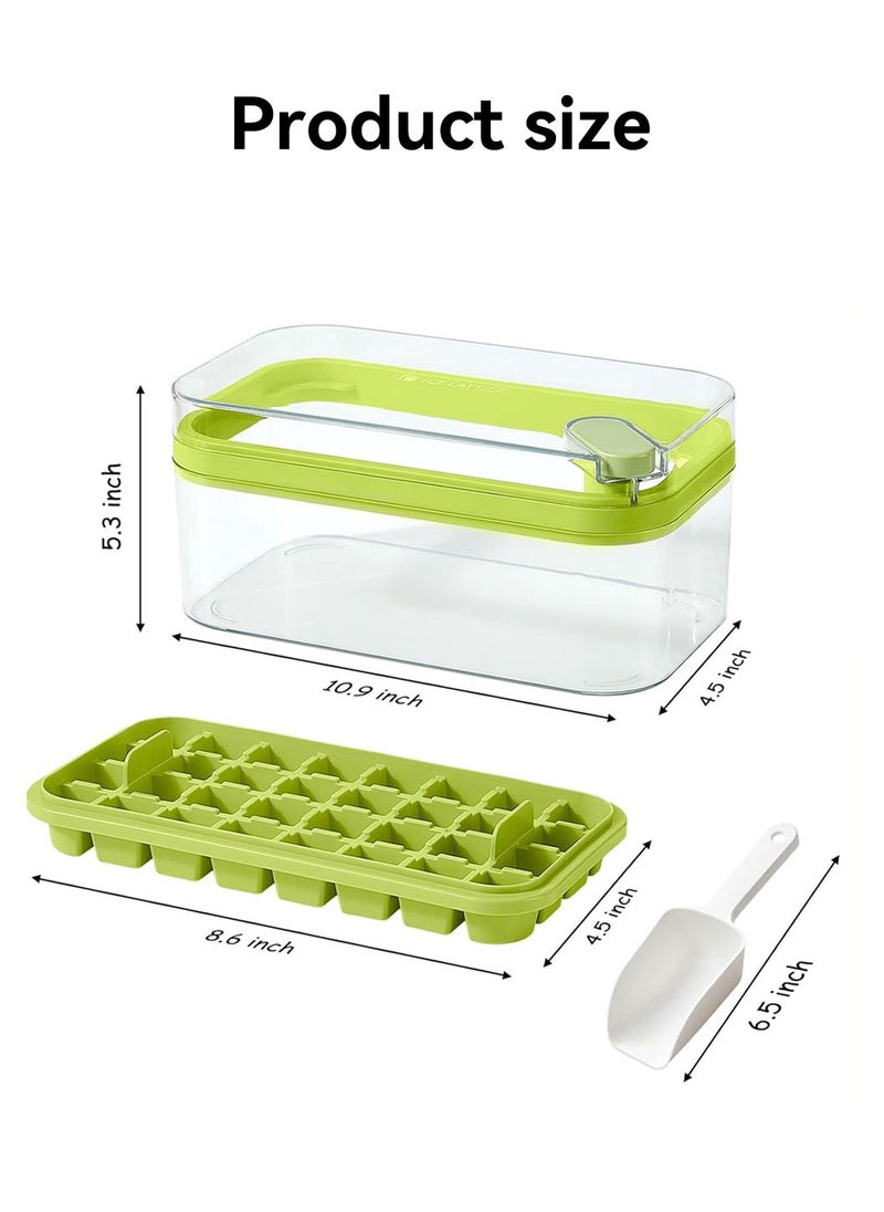 LEOKOR - Ice Cube Tray with Lid and Storage Box, One Click Easy Release 64 Small Nugget Ice, 2 Tray Ice Cube Molds with Container and Scoop - Image 1