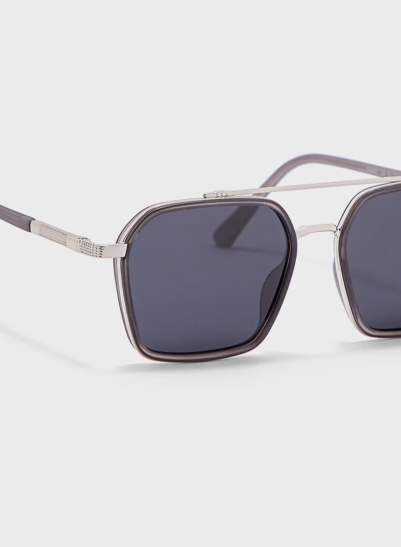 روبرت وود Polarized Lens With Spring Arms Square Aviator Sunglasses
