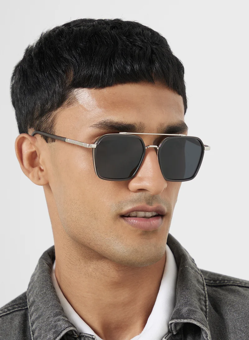روبرت وود Polarized Lens With Spring Arms Square Aviator Sunglasses