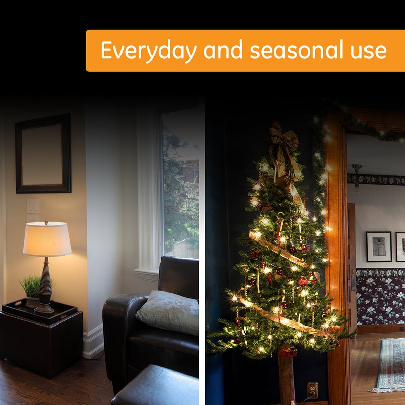 GE 24-Hour Indoor Plug-in Mechanical Timer, Big Button for Easy Programing, 1 Polarized Outlet, 30 Minute Intervals, Daily On/Off Cycle, for Lamps, Portable Fans, Seasonal Lights, 15076, Big Button 1-Outlet | Gray/White - Image 2