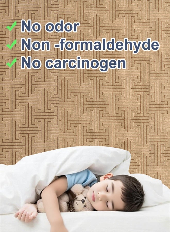 NOAEOU Thickened Wallpaper, 3D Wall Panels Roll 50x300cm Waterproof Self-Adhesive Wall Sticker, 3D Wallpaper Sticker Wall Covering for Home Decor, Living Room, Bedroom (Brown-010) - Image 5