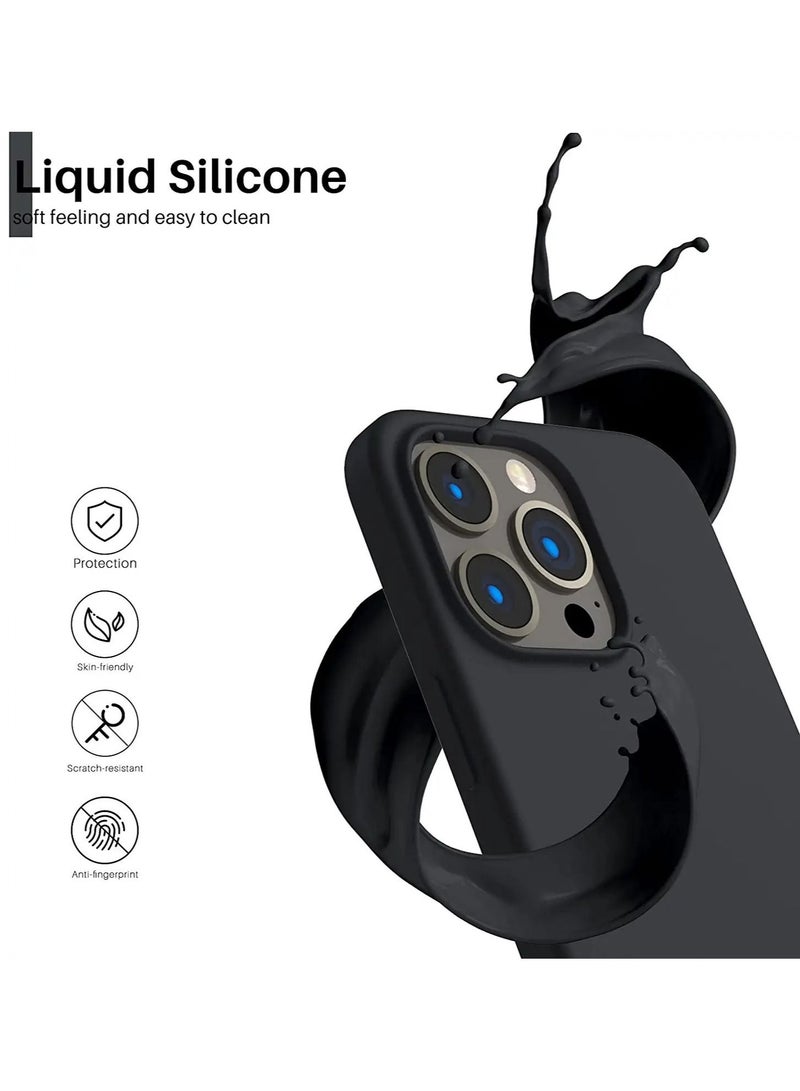 Compatible with iPhone 14 Pro Max Case, Liquid Silicone Full Body Protective Case with [Anti-Scratch] [Soft Microfiber Lining] [Camera Protective] for iPhone 14 Pro Max 6.7 inch, Black - Image 2