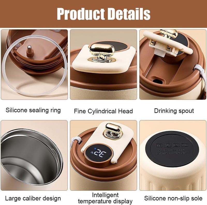 Snivy Snivy Travel Mug Reusable Coffee Cup Travel 450ml LED Temperature Display Smart Water Cup Stainless Steel Thermal Mug Leakproof for Hot Cold Drinks Multicolor  - Image 2