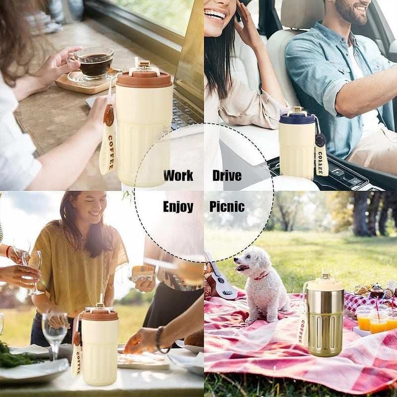 Snivy Snivy Travel Mug Reusable Coffee Cup Travel 450ml LED Temperature Display Smart Water Cup Stainless Steel Thermal Mug Leakproof for Hot Cold Drinks Multicolor  - Image 5